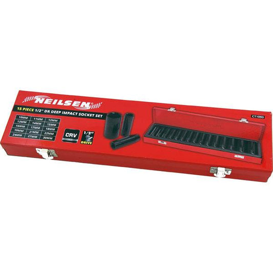 Socket Set - 15pc 1/2in.dr 10 - 30mm Deep Impact - CT1039