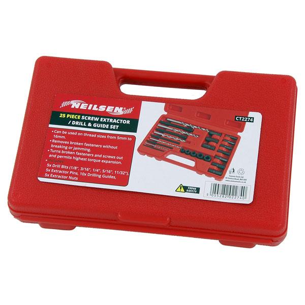 25pc Screw Extractor Set Blow Mould Case- CT2274